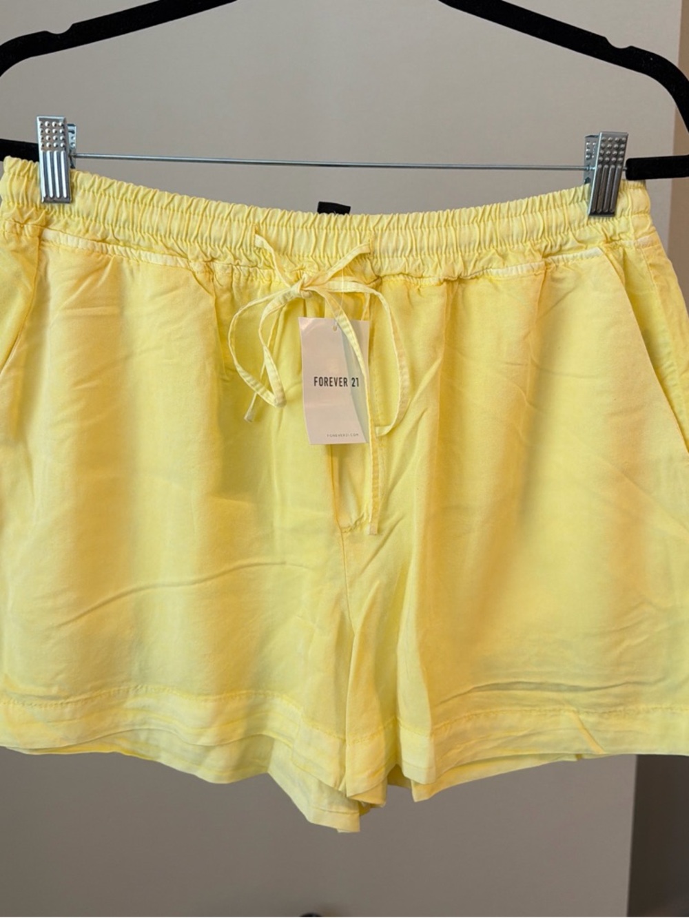 Forever 21 Yellow High-Waist Drawstring Lounge Shorts